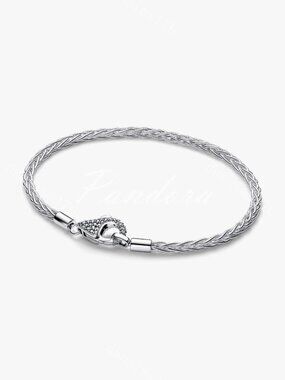 Pavé Clasp Foxtail Chain Charm Bracelet